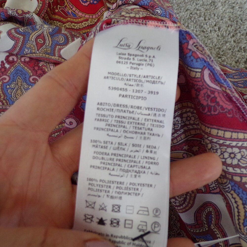 NWT Luisa Spagnoli ITALIAN SILK dress M Maxi Boho - Picture 4 of 9